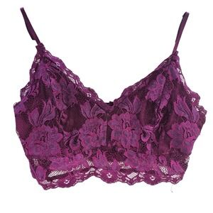 Lulus Purple‎ Floral Lace Bralette Crop Top Bra Style DS4416 Size M